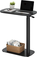 24" Pneumatic Height Adjustable Overbed Bedside Table – Mobile Rolling Desk for Bed, Sofa