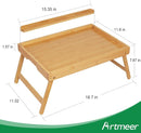 Bamboo Bed Tray with Folding Legs & Phone/Tablet Slot – Breakfast Serving Tray for Bed, Sofa & Laptop