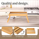 2 Pack Bamboo Bed Tray Table with Folding Legs – Breakfast & Serving Trays for Food, Snacks & Laptop