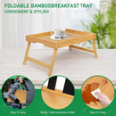 Bamboo Bed Tray with Folding Legs & Phone/Tablet Slot – Breakfast Serving Tray for Bed, Sofa & Laptop