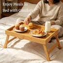 2 Pack Bamboo Bed Tray Table with Folding Legs – Breakfast & Serving Trays for Food, Snacks & Laptop