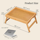 2 Pack Bamboo Bed Tray Table with Folding Legs – Breakfast & Serving Trays for Food, Snacks & Laptop