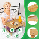 Bamboo Bed Tray with Folding Legs & Phone/Tablet Slot – Breakfast Serving Tray for Bed, Sofa & Laptop