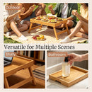 2 Pack Bamboo Bed Tray Table with Folding Legs – Breakfast & Serving Trays for Food, Snacks & Laptop